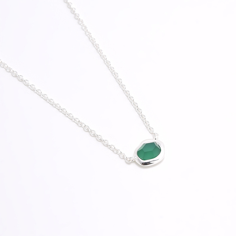 Monica Flowing Light Gemstone Necklace S925 Silver Gold-Plated Natural Agate Aquamarine Niche Necklace