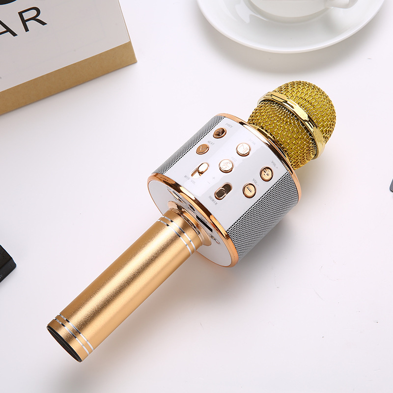 WS858 Phone K Song Treasure Karaoke Wireless Bluetooth Condenser Microphone Children's Song Microphone Speaker All-in-One