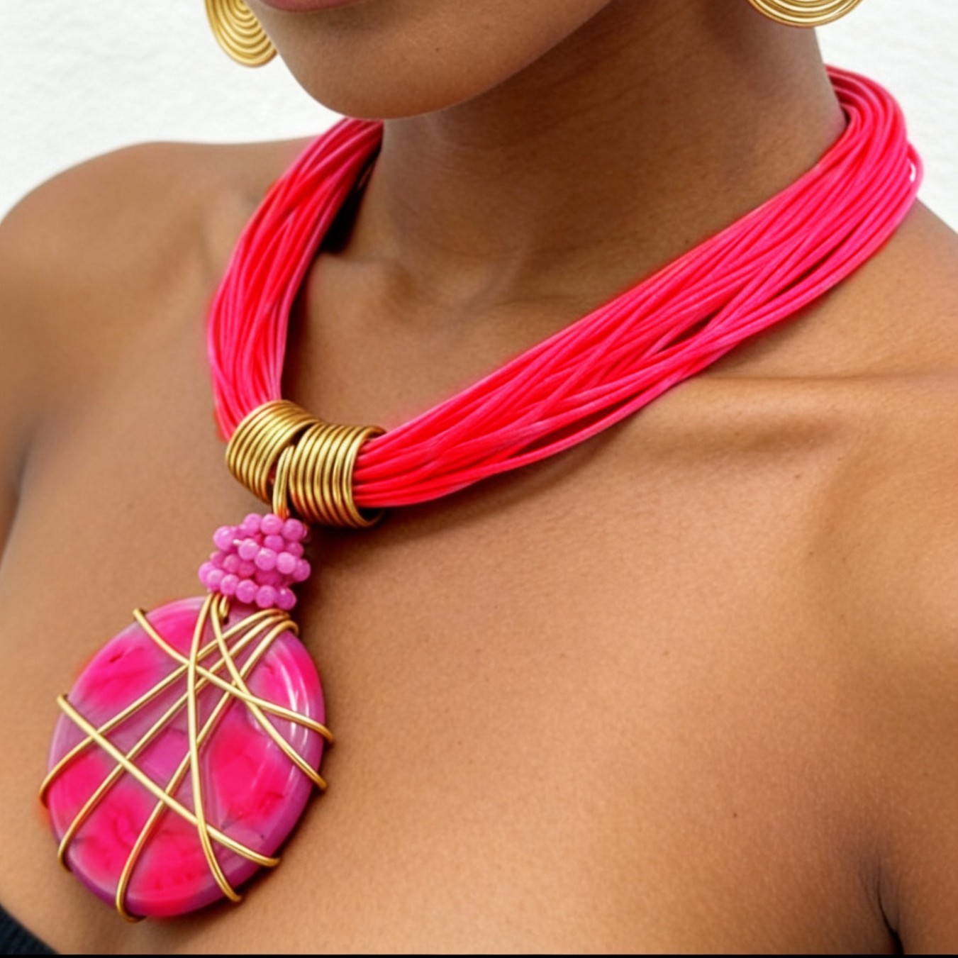 2026 new resin texture pendant necklace and earring set fluorescent color necklace accessories necklaces