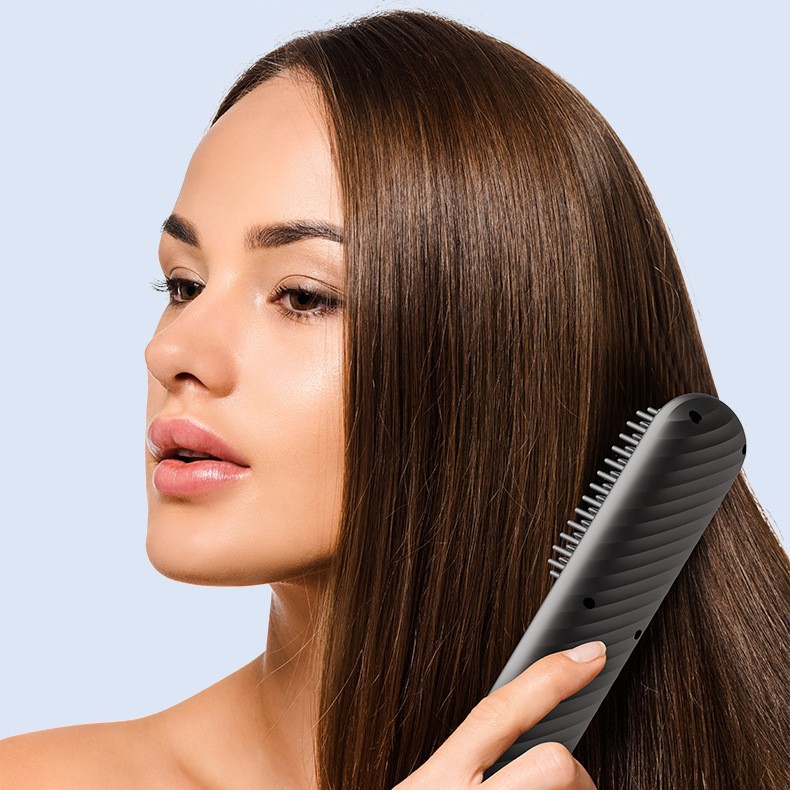 New Negative Ion Wireless Hair Straightening Comb Straightener Non-damaging to Hair, Rechargeable Portable Straightening