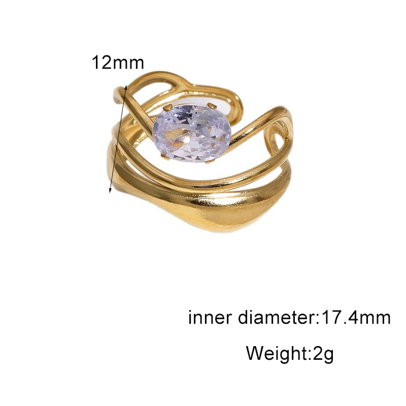 18k gold-plated titanium steel open ring stainless steel ring hand jewelry