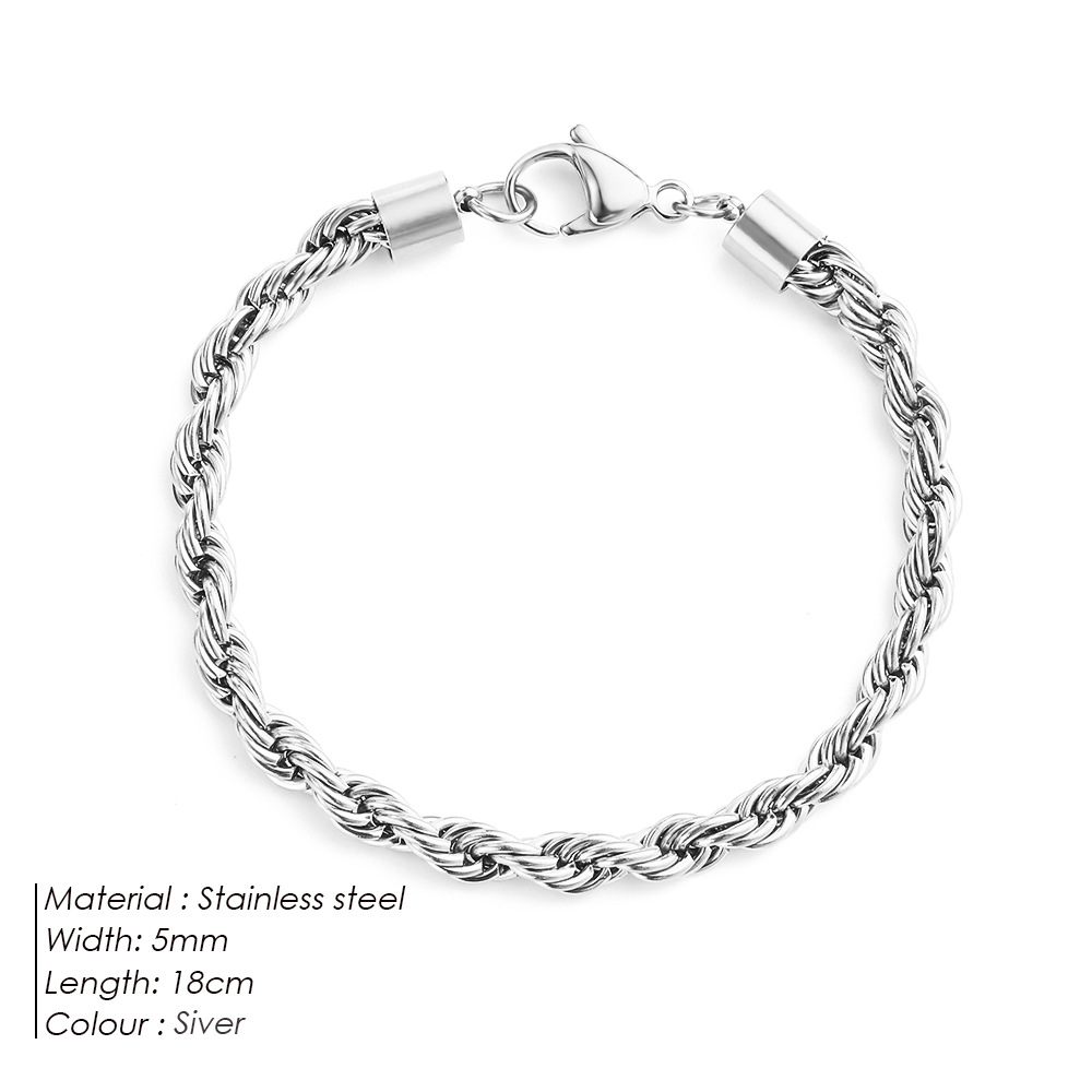eManco New Twist Chain Bracelet Women Hip Hop Punk Gold Stainless Steel Bracelet Gold Plated Hand Jewelry Accessories