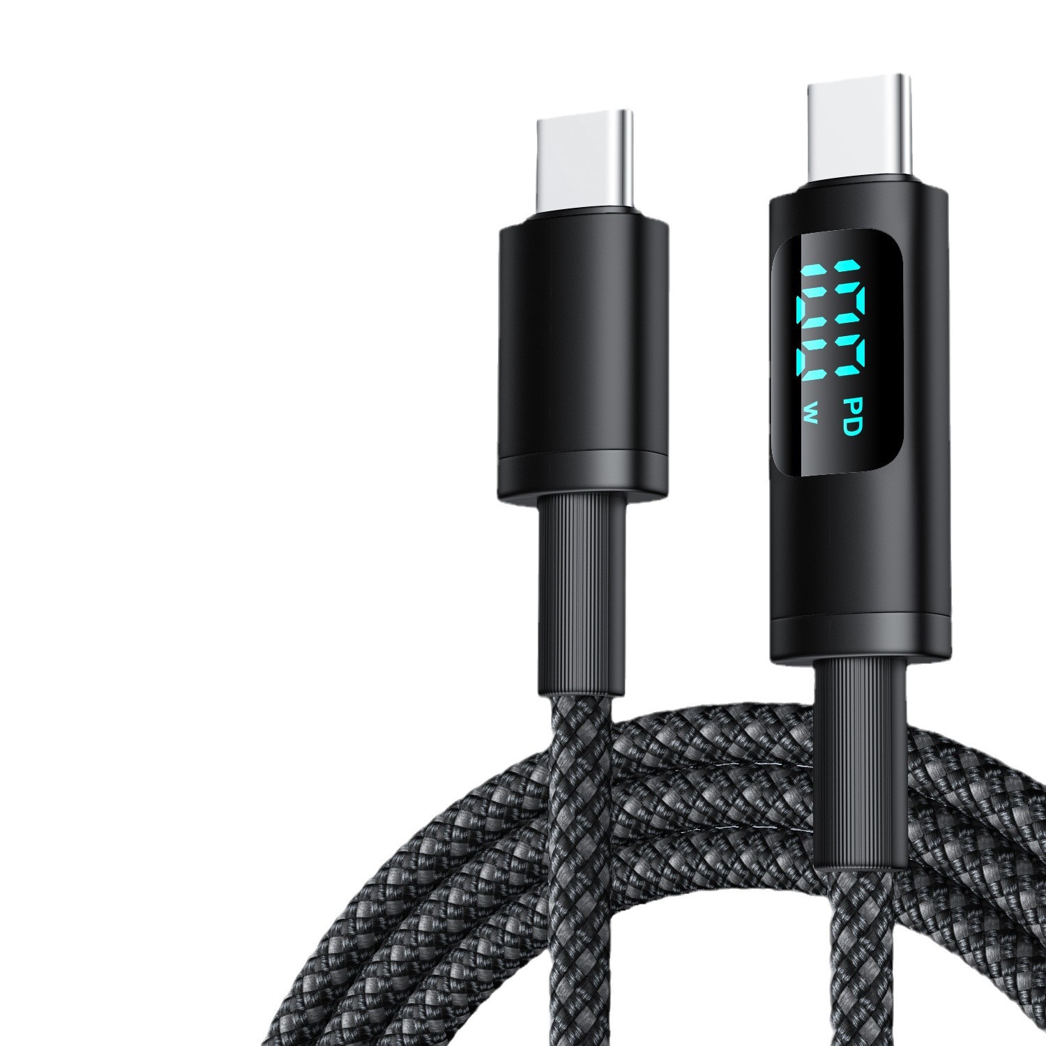 100W Digital Display Data Cable for iPhone 15 iPad Laptop Dual Type-C Fast Charging PD Charging Cable