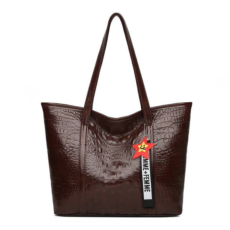 Women's bag new crocodile pattern large bag simple large capacity single shoulder crossbody bag mother bag