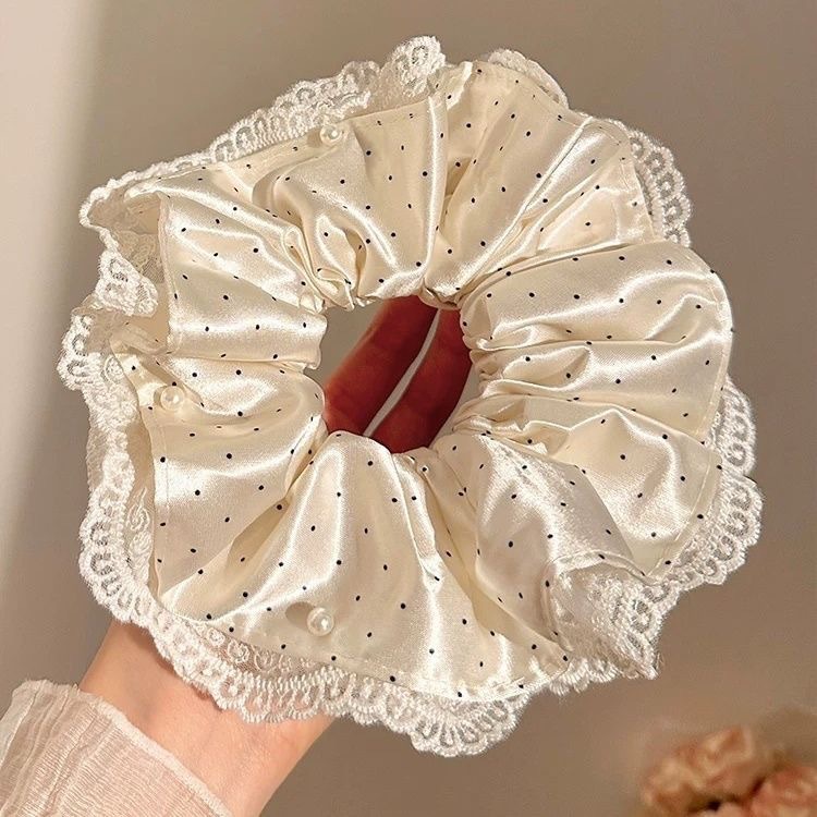 Sweet lace large hair scrunchie extra large ponytail elastic hair tie for women head accessory head flower