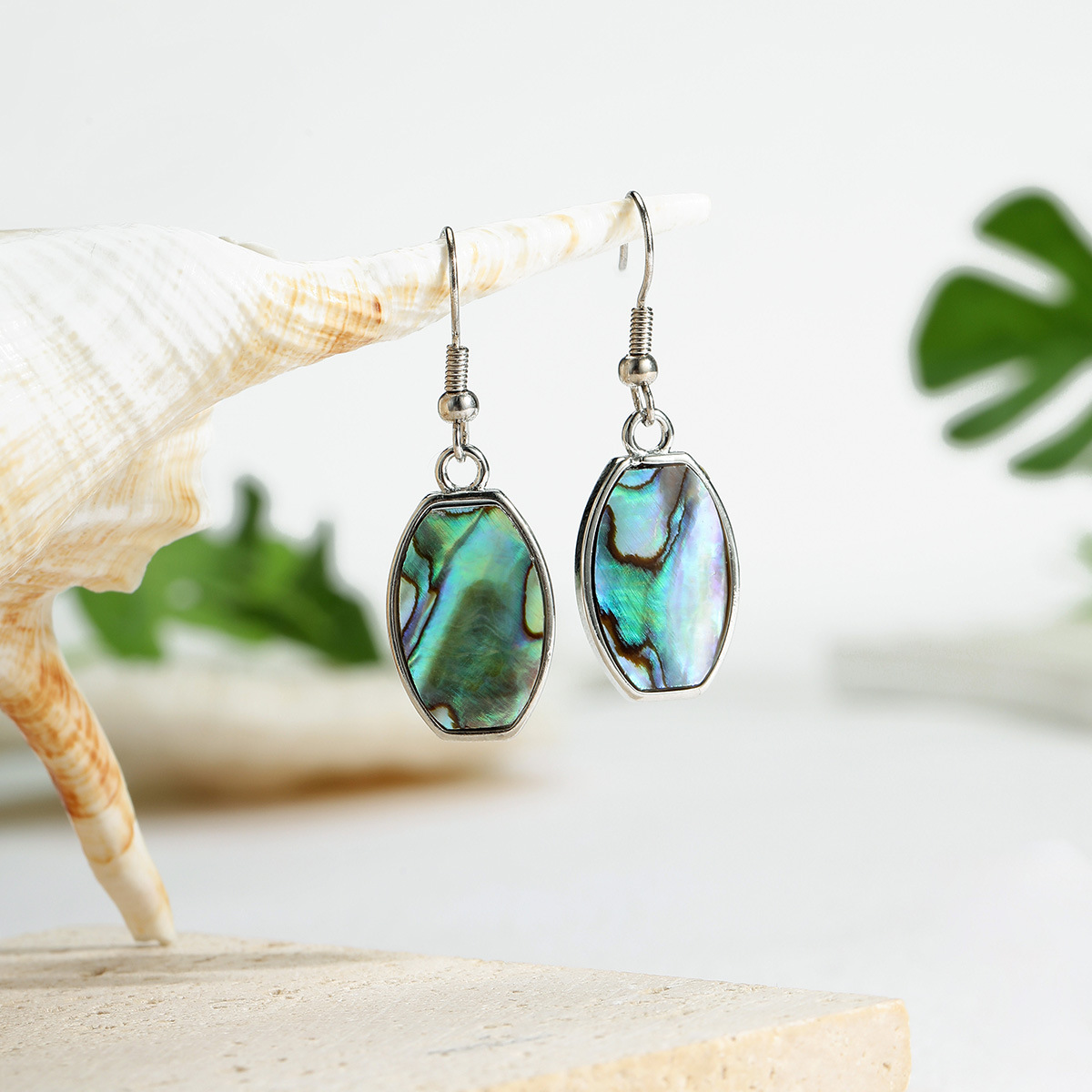 Geometric Natural Texture Abalone Shell Earrings Drop Earrings Accessories for Women