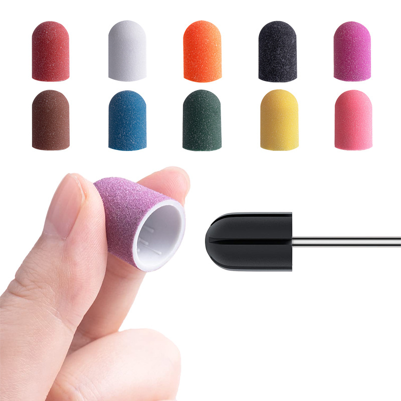Nail Grinding Sand Cap 10 Colors Ball Shape Nail Polish Remover Polishing Sand Cap Foot Dead Skin Removal Nail Grinding Head Sand Cap