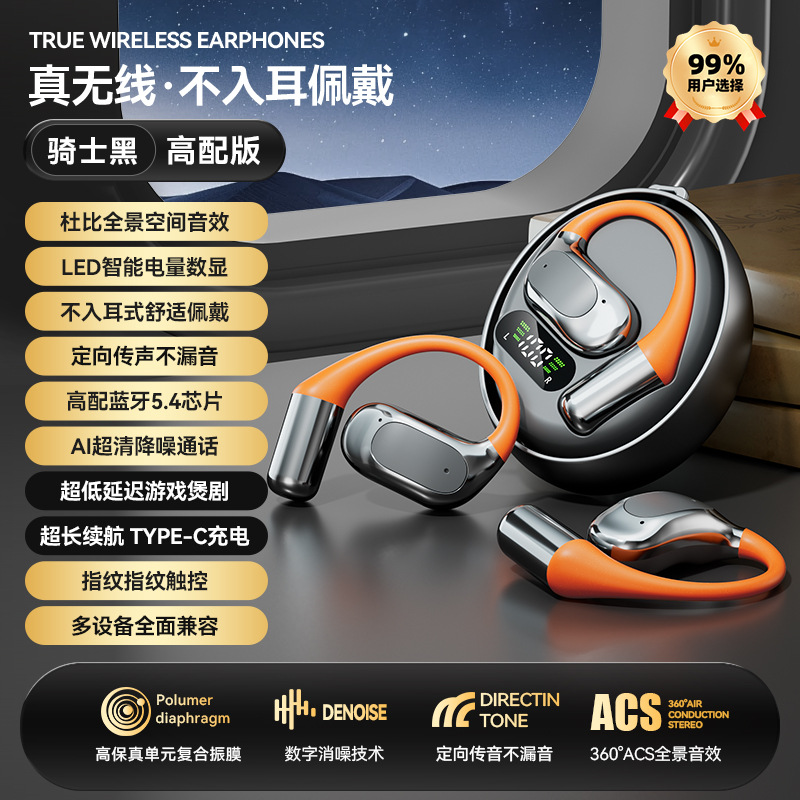 2026 New Bluetooth Earphone Rotatable In-Ear Free Ear Hook Bluetooth Earphone Ultra Long Battery Life Huaqiangbei Private Mold