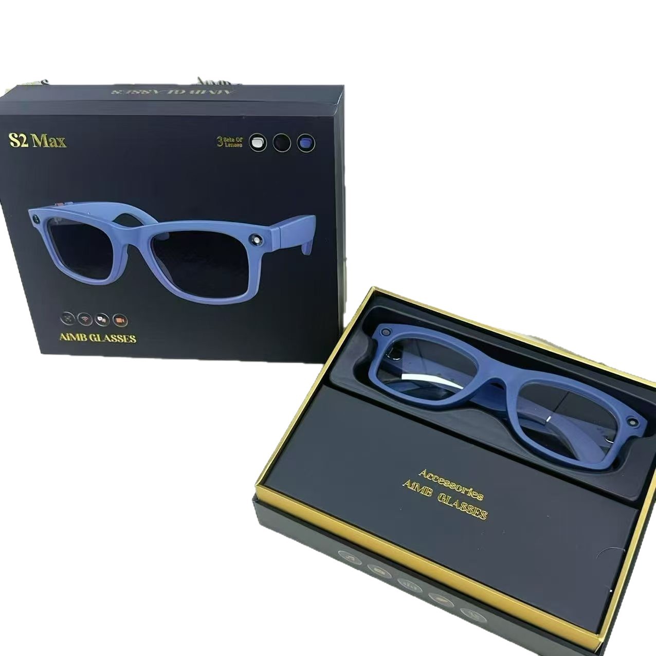 AIMB-S2max smart glasses support fast charging 500W pixel translation photo video recording Bluetooth call