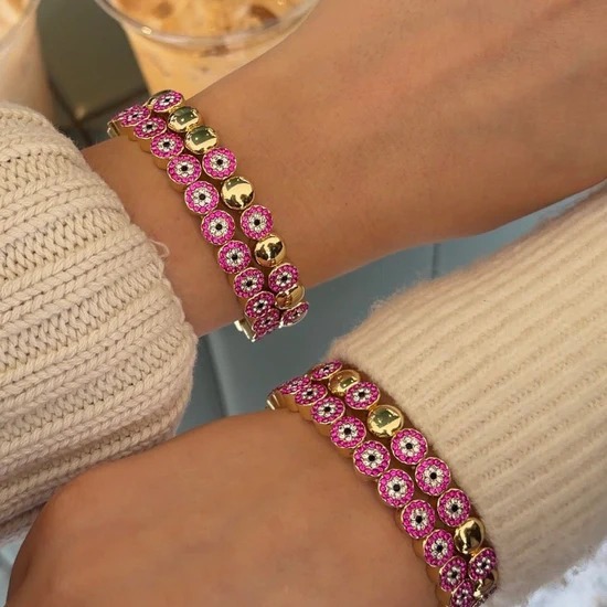 New Evil Eye Colorful Diamond Unique Colorful Diamond Inlay Bracelet Accessories