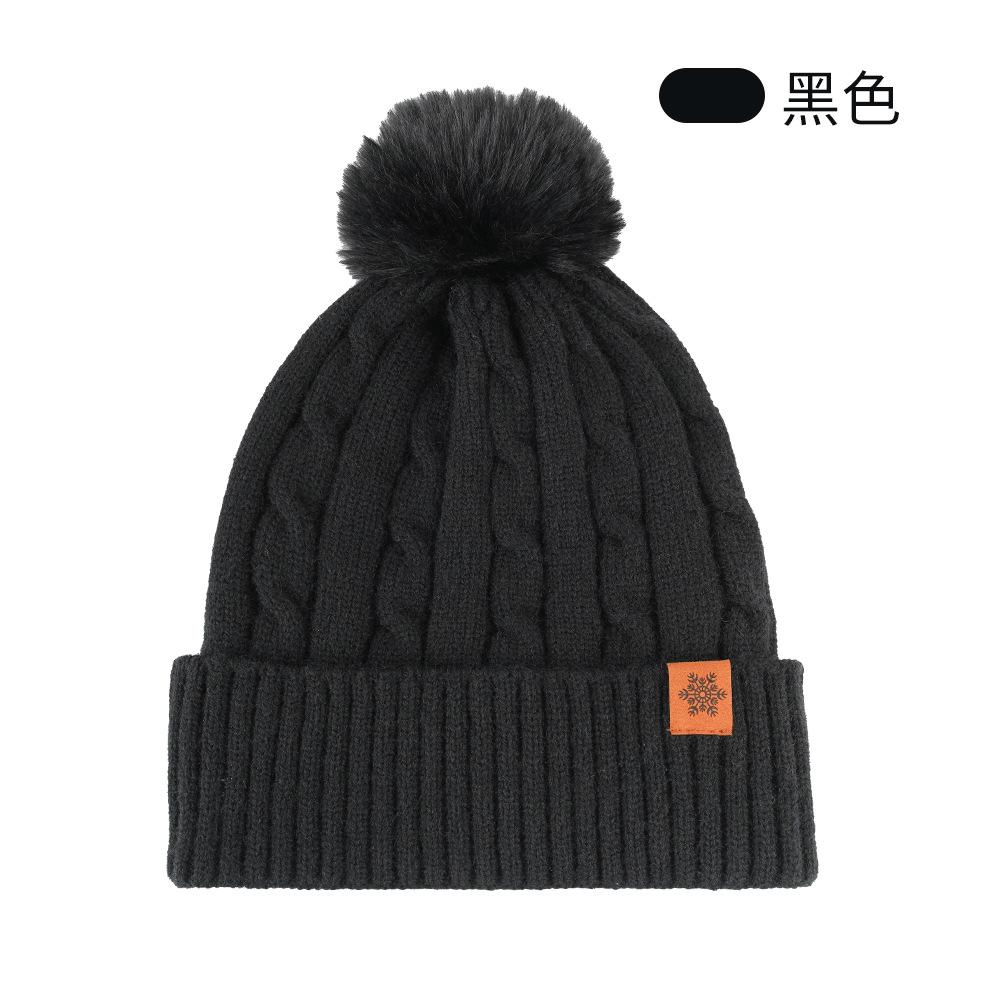Knitted Hat Women Winter Double-Layer Fleece-Lined Thick Warm Wool Hat Scarf Gloves Three-Piece Set