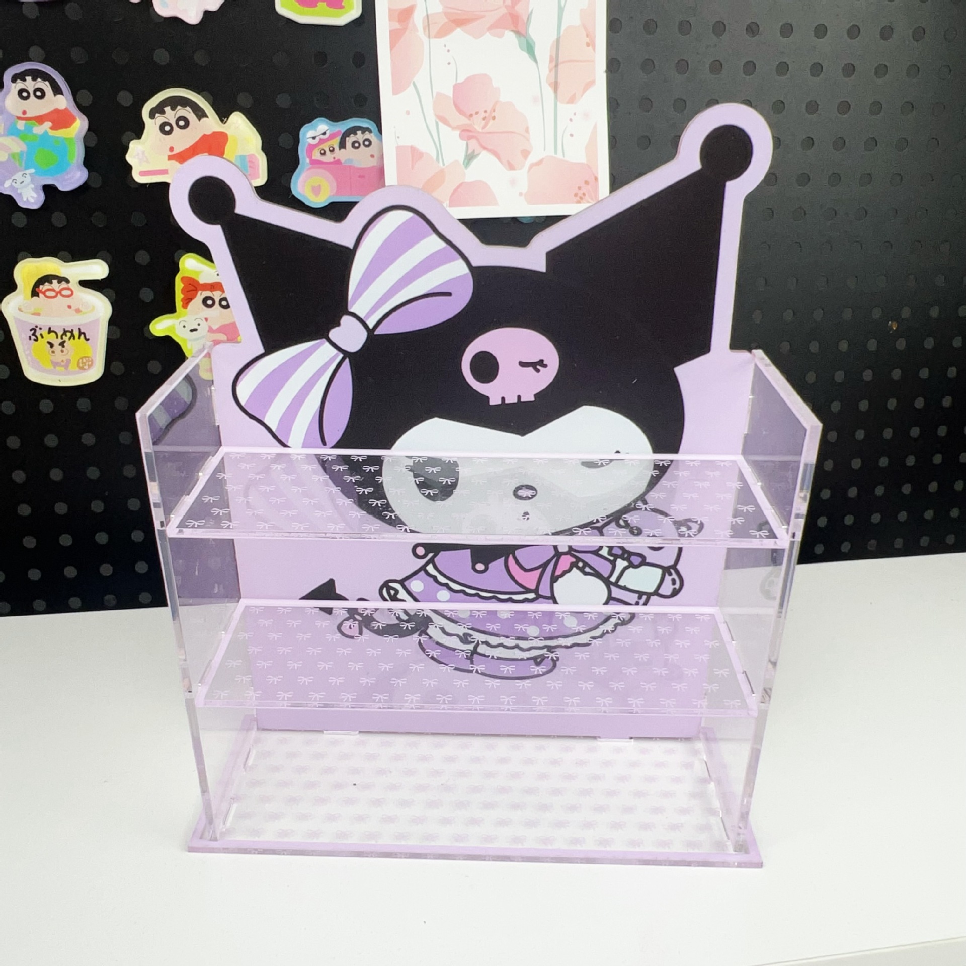 New Cartoon Storage Shelf Cute Figure Acrylic Three-layer Storage Rack Dorm Desktop Display Ornament