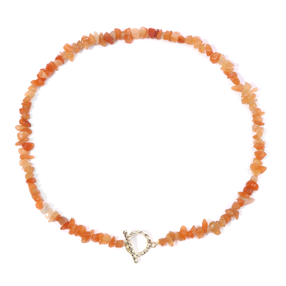 Crushed stone necklace for women irregular artificial stone beads OT clasp unisex necklace accessory