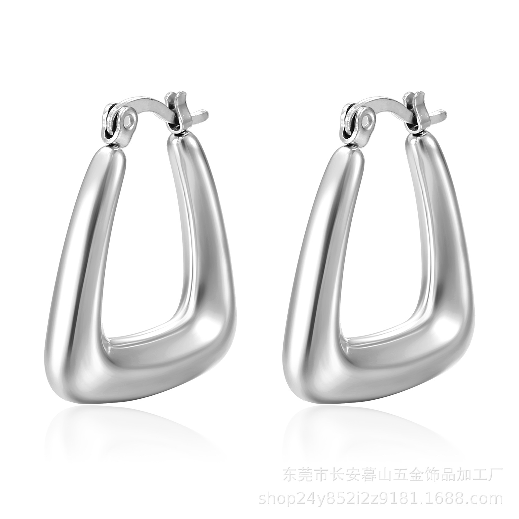 Round stainless steel hollow earrings, oval for women, electroplated 18K earrings earrings
