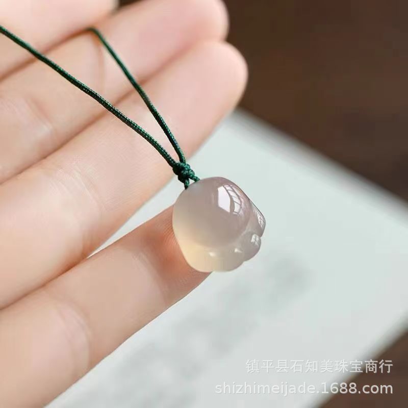 Ice Seed White Chalcedony Maitreya Buddha Jade Pendant Men Women Peace Button Agate Pixiu Multi Pendant