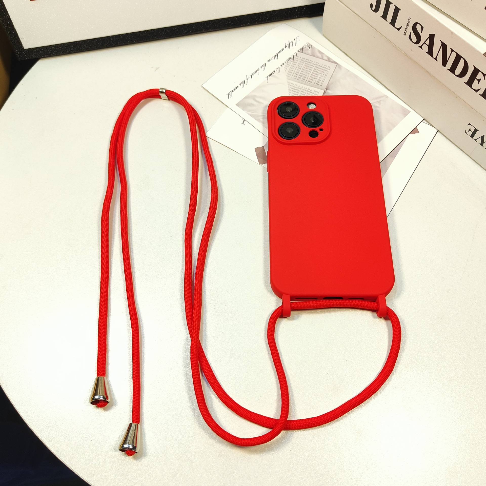 Liquid skin feel iPhone 16 phone case Apple 15 Pro Max adjustable diagonal lanyard 13/14 compatible
