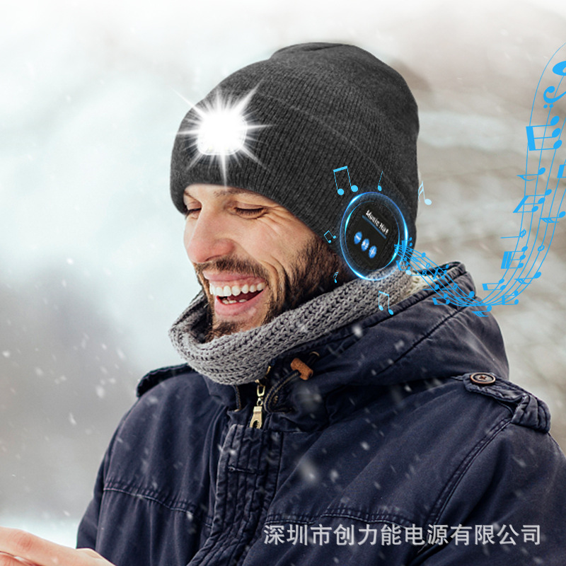 Multifunctional Glowing Bluetooth Music Headphone Lamp Hat Night Running Cycling LED Lighting Knitted Hat