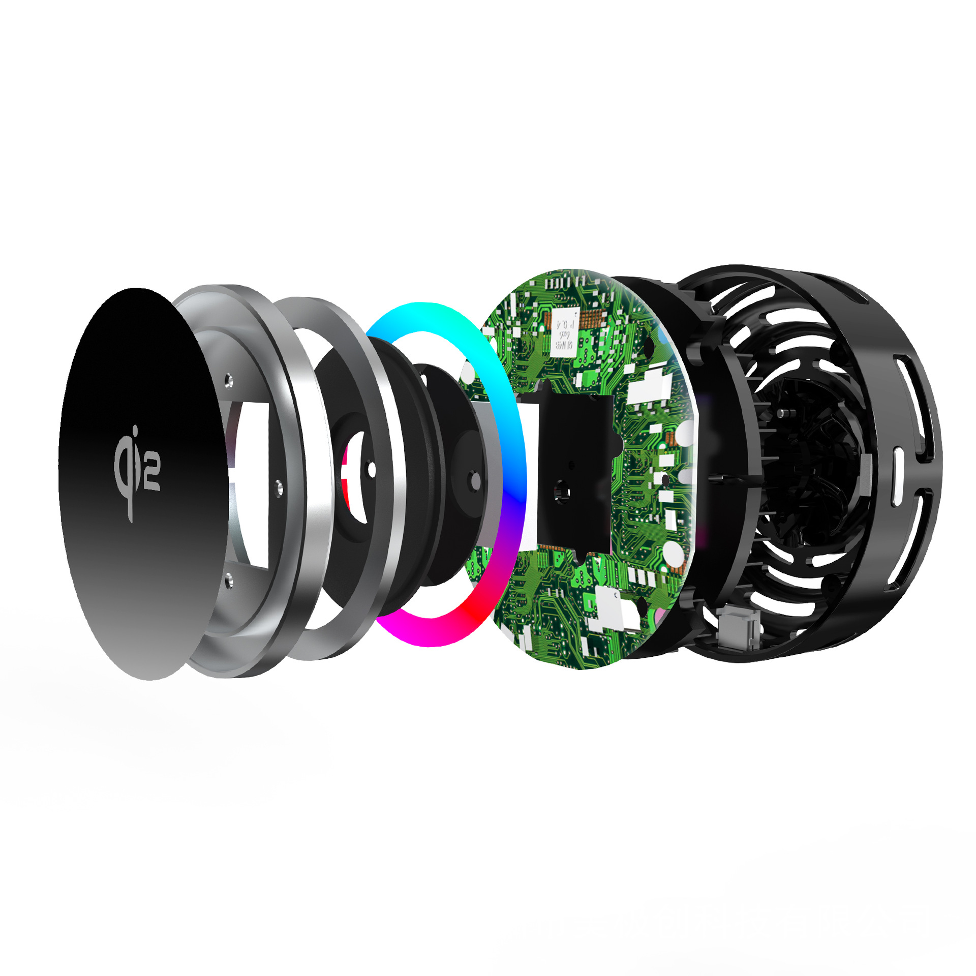 KC semiconductor cooling fan 15W Qi2 magnetic wireless car charger with RGB light button control