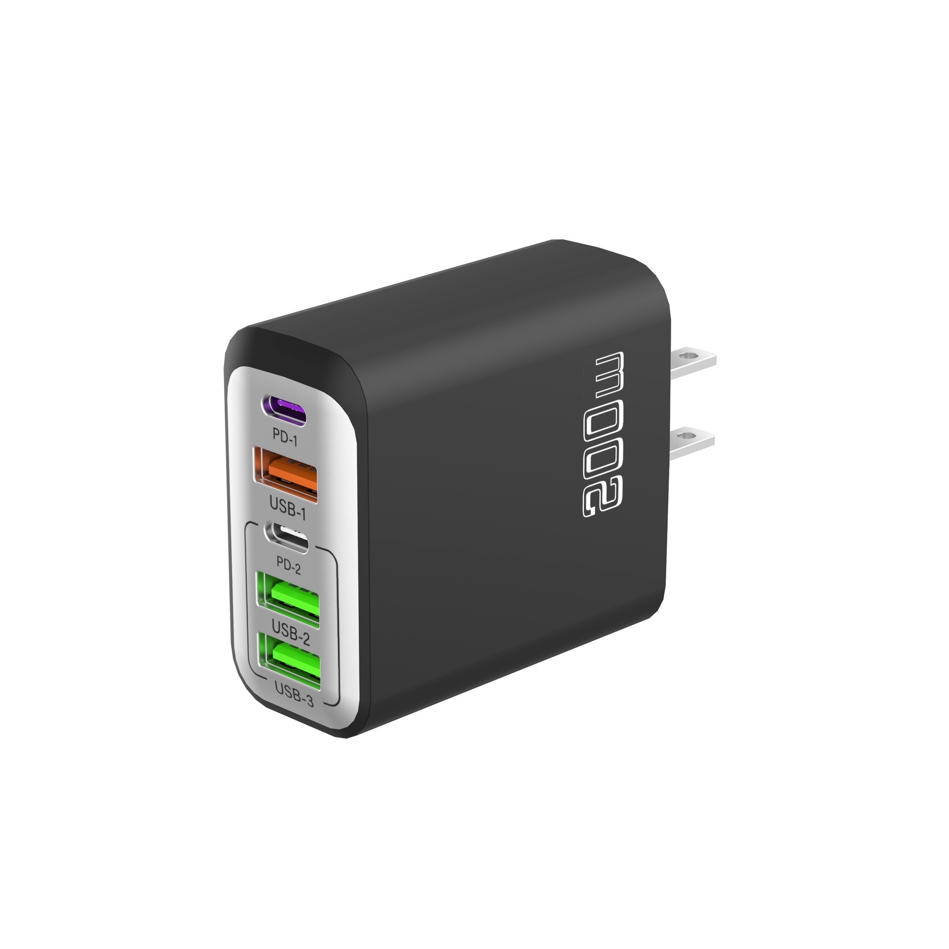 200W Charger UK Plug Multi-Port Phone Charging Head 3USB+2C Plug Type-C Adapter