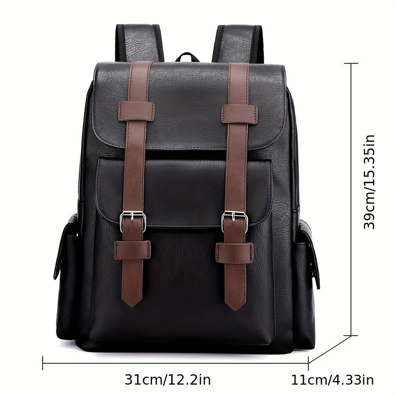 Business double-shoulder bag women and men simple soft PU laptop bag new travel large capacity backpack