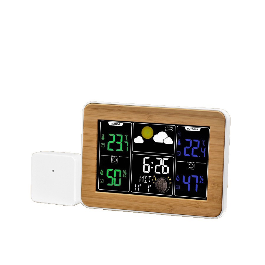 Alarm Clock Color Screen Weather Forecast Clock Temperature Humidity Multi-function Weather Station Alarm Clock Color Screen Crescent Clock