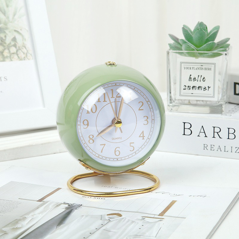Metal Silent Alarm Clock Glow with Light Convex Gold Foil Student Children Desktop Alarm Clock