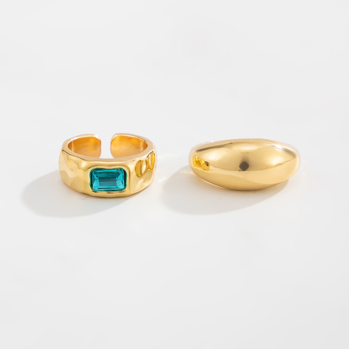 Geometric gem open toe ring metal smooth tiger stone ring toe ring