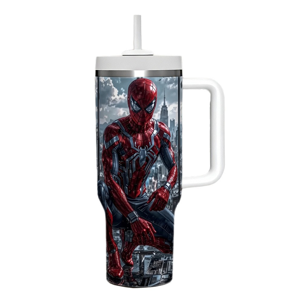 Spider-Man 40OZ stainless steel thermal cup car cup with handle car ice霸 cup