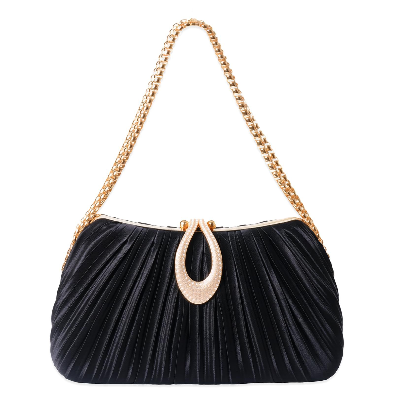 2025 New Satin Pleated Evening Bag Women's Bracelet Celebrity Dress Cheongsam Banquet Bag Women's Single Shoulder Crossbody Bag