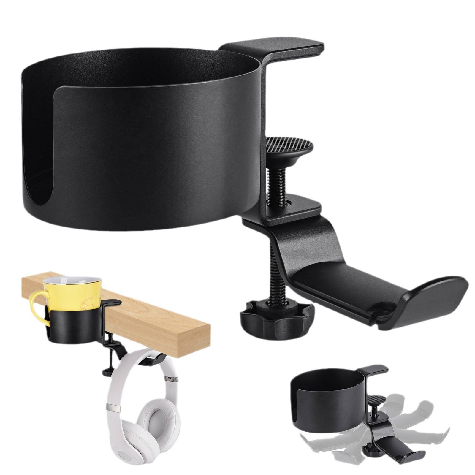 Aluminum Cup Holder 360 Degree Rotating Cup Holder Headphone Cup Holder