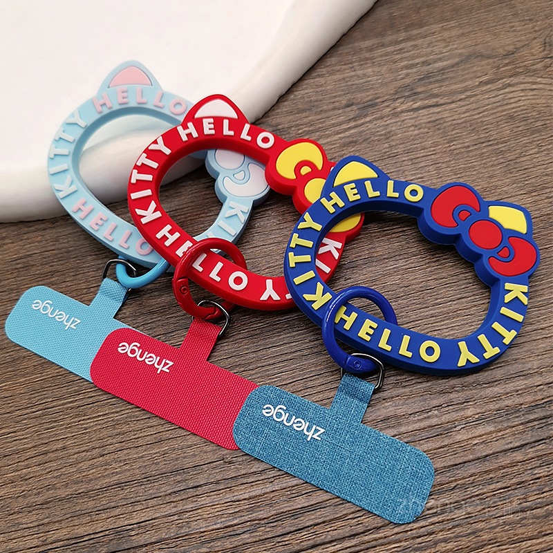 Cute cat ring pendant cartoon round ring phone strap gasket thin clip piece phone chain hanging piece not top shell does not affect