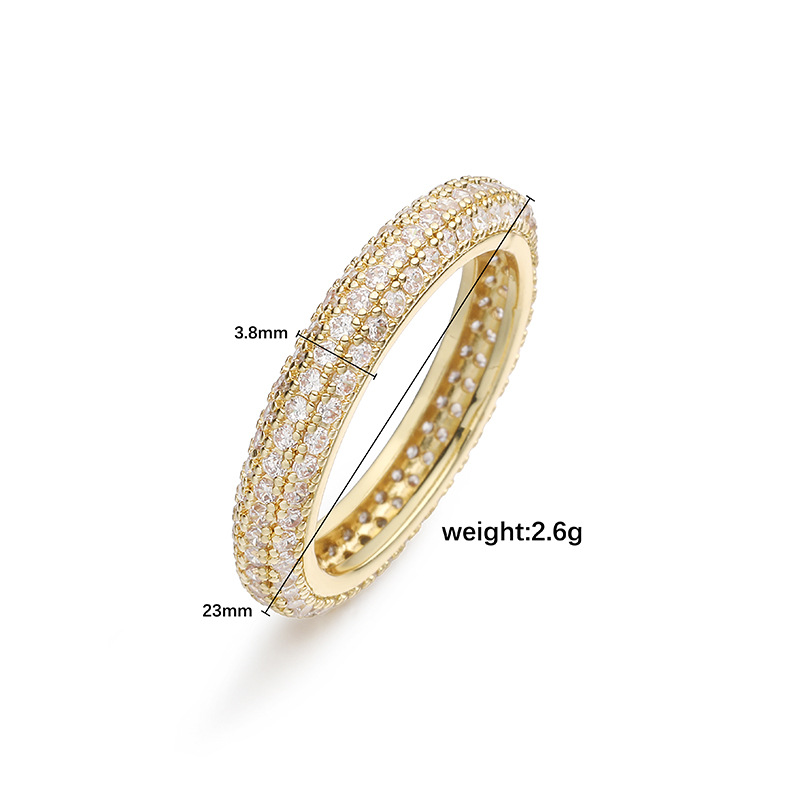 Copper Micro-Set Colorful Diamond Size 6-8 Round Ring Unique Row Diamond Circle Ladies Layered Ring