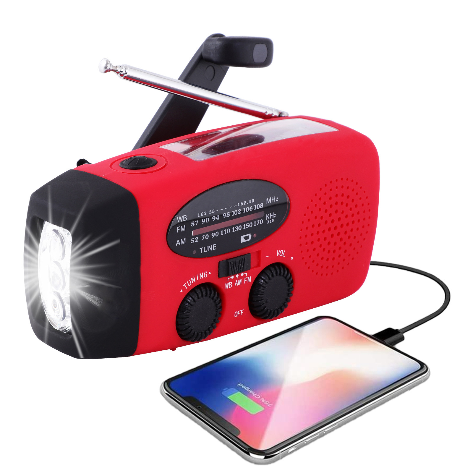 Outdoor disaster relief hand-crank solar charging radio mini emergency with lighting function radio