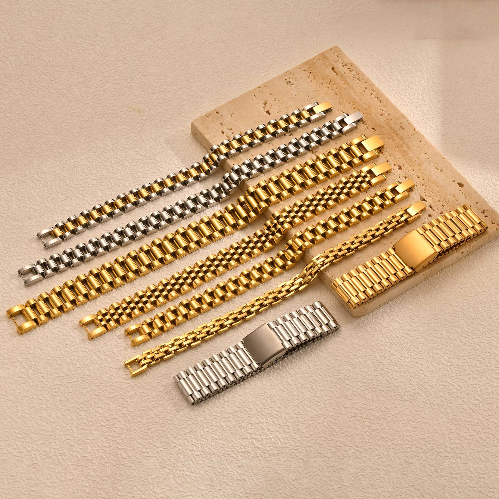 Huanmu Accessories Stainless Steel Watchband Bracelet Couple Watch Chain Titanium Steel Accessories Hand Jewelry