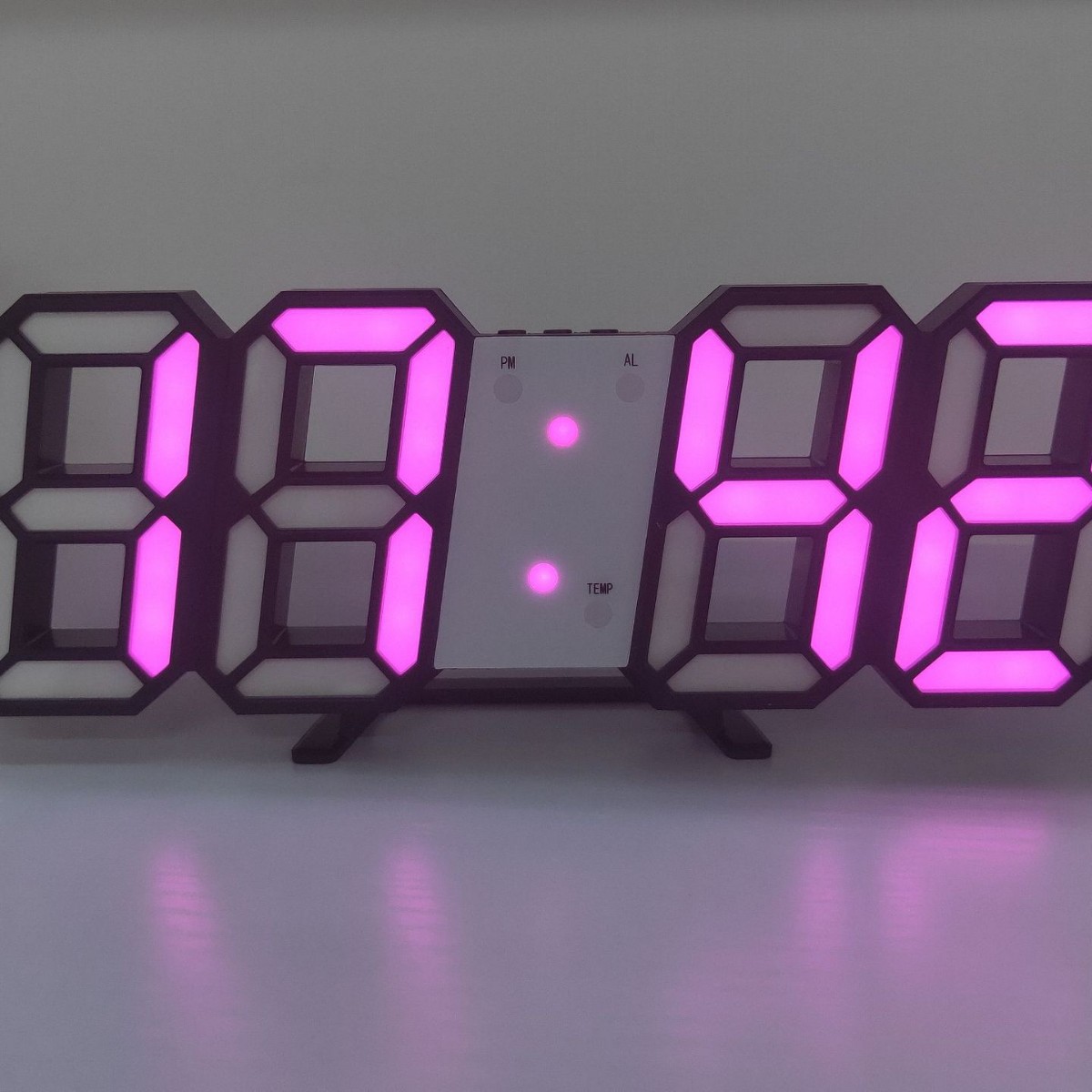 RGB colorful digital night-light alarm clock, living room LED 3D wall clock, desktop silent colorful electronic clock