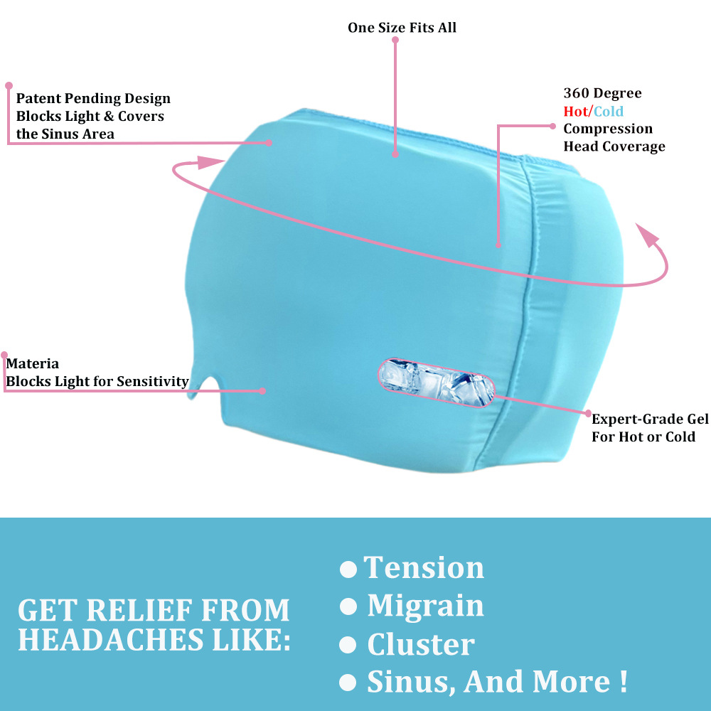Migraine Relief Hat Ice Pack Headband Cold Compress Ice Bag Gel Eye Mask Condensation Headband Elastic Bag