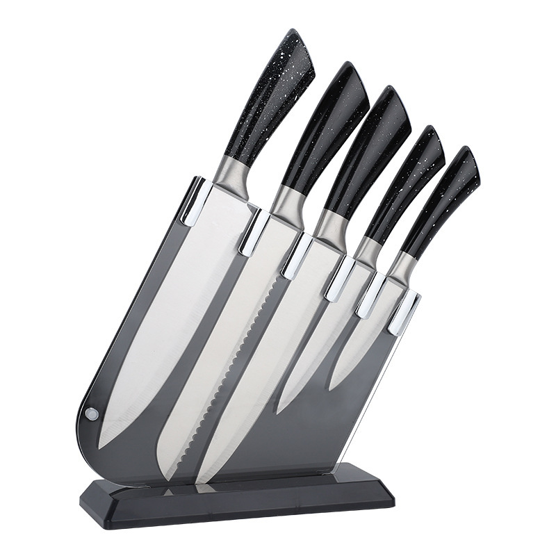 Kitchen knife set household acrylic knife holder knife set five-piece kitchen knife bread knife combination gift set