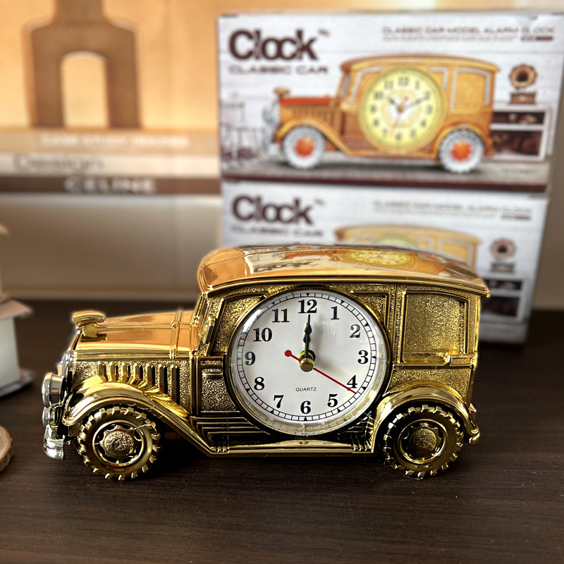 V1312-6 CH555 Series Six Vintage Car Alarm Clock Nostalgic Digital Pointer Plastic Desk Clock