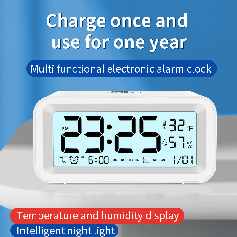 Student Alarm Night Light Desktop Electronic Clock Table Digital Smart Wake Up Alarm Clock
