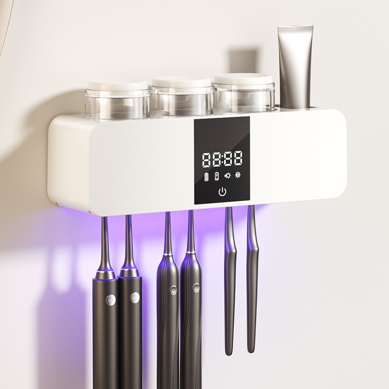 Wall-mounted sterilization smart toothbrush sterilizer UV air-drying toothbrush holder no-drill toiletries set with drying