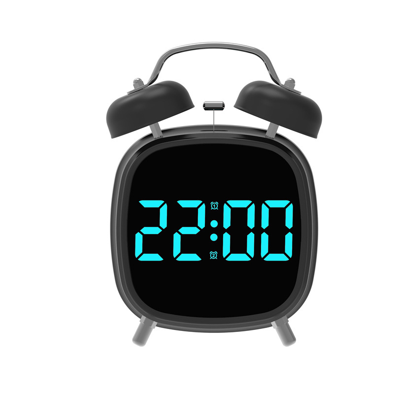 High Volume Metal Bell Alarm Clock LED Clock Wake-up Difficult Multifunctional Clock GH8032 Bell Clock