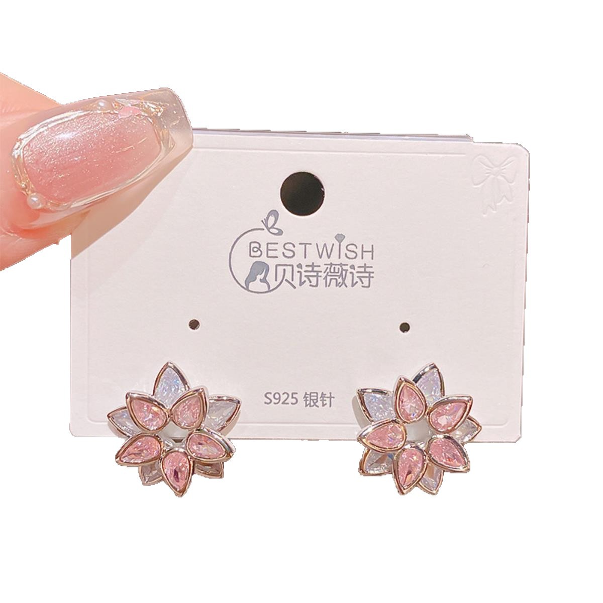 [Cost-effective collection 2] Real gold electroplated zircon silver needle earrings, wind quality earring accessories