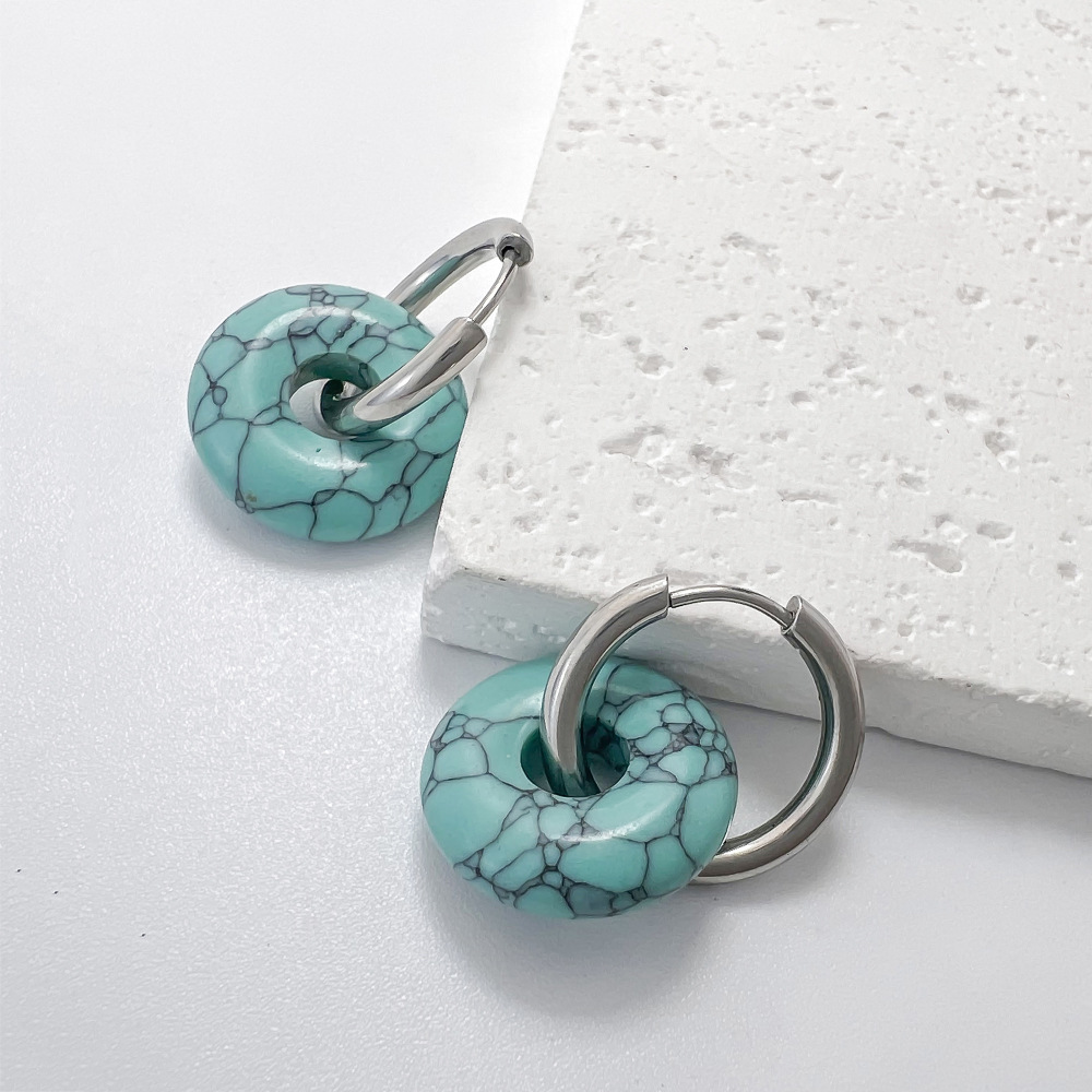 Stainless Steel and Natural Stone "Peace Knot" Hoop Earrings—Simple and Elegant Earrings