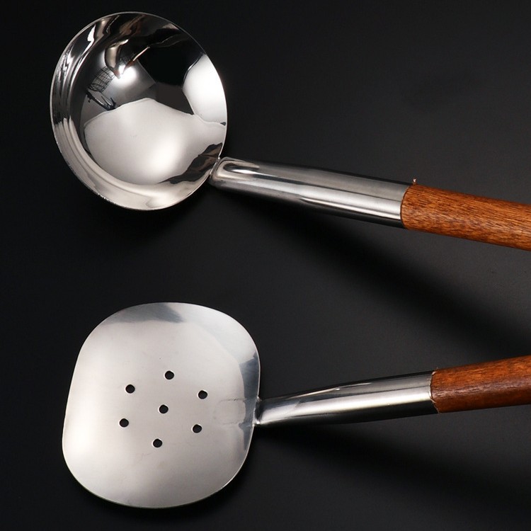 Extra-long hand shovel exported to Russia, extra-large hand shovel, wooden handle shovel, chef's spoon, long-handled strainer series