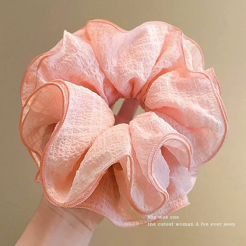80#草莓冰沙粉色泡泡纱发圈约16cm
