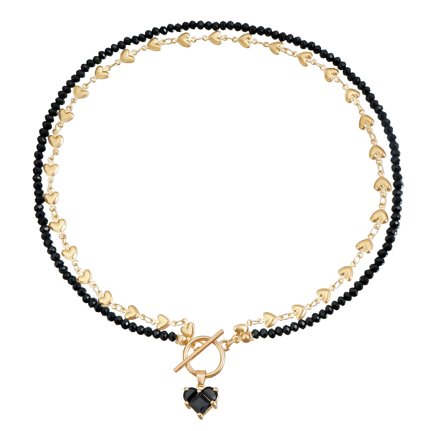 Accessories Rhinestone Love Zircon Pendant Love Chain Choker Sweet and Cool Sexy OT Buckle Necklace