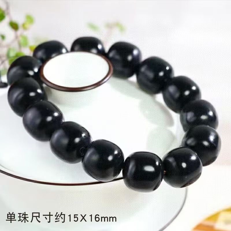 Xinjiang Tianyu Bracelet Black Jade Old Style Beads Couple Bracelet Pure Black Mutton Fat Jade Round Beads Live Broadcast