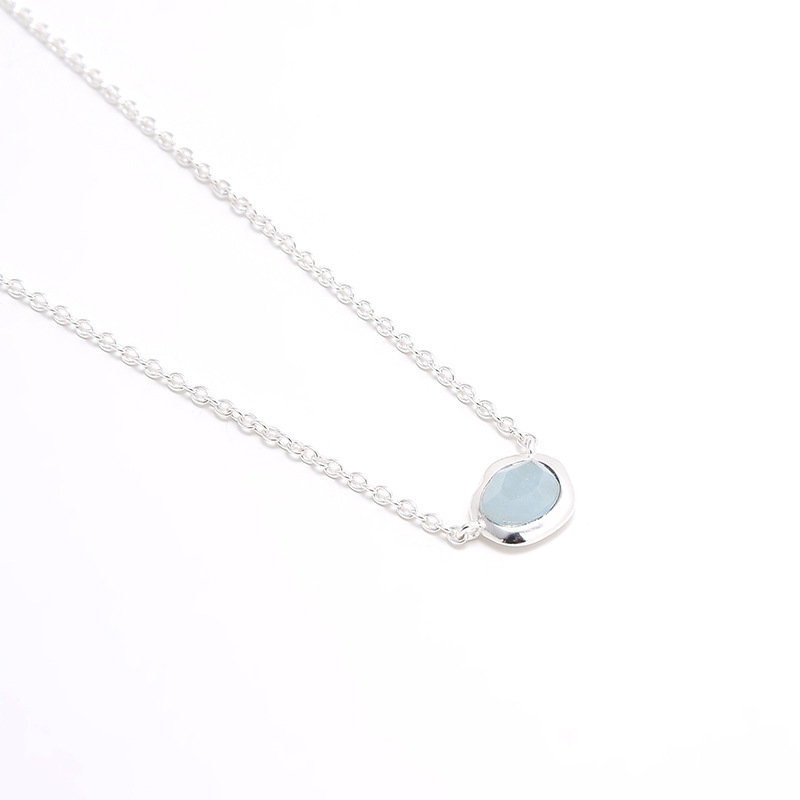 Monica Flowing Light Gemstone Necklace S925 Silver Gold-Plated Natural Agate Aquamarine Niche Necklace