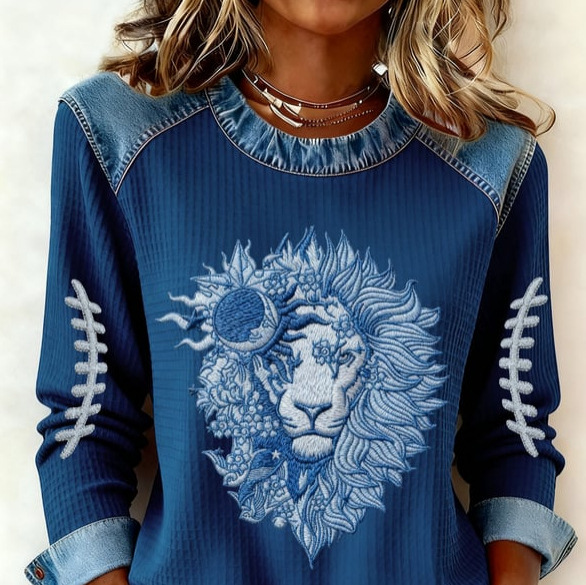 2025 Autumn Winter Women's New Animal Lion Tiger Print Women's Round Neck Sweatshirt