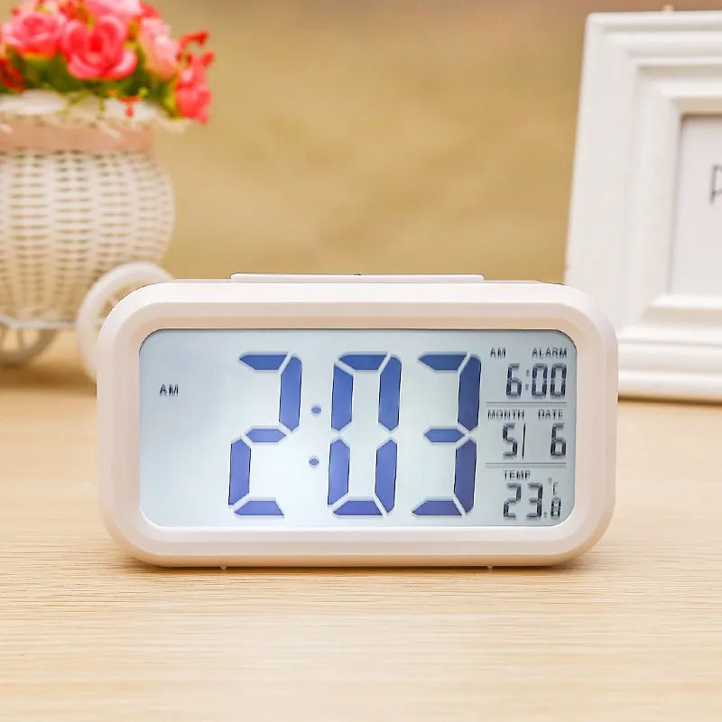 1019 Temperature Version Alarm Clock Multifunctional Simple LED Silent Photosensitive Bedside Small Alarm Clock Snooze Function Price